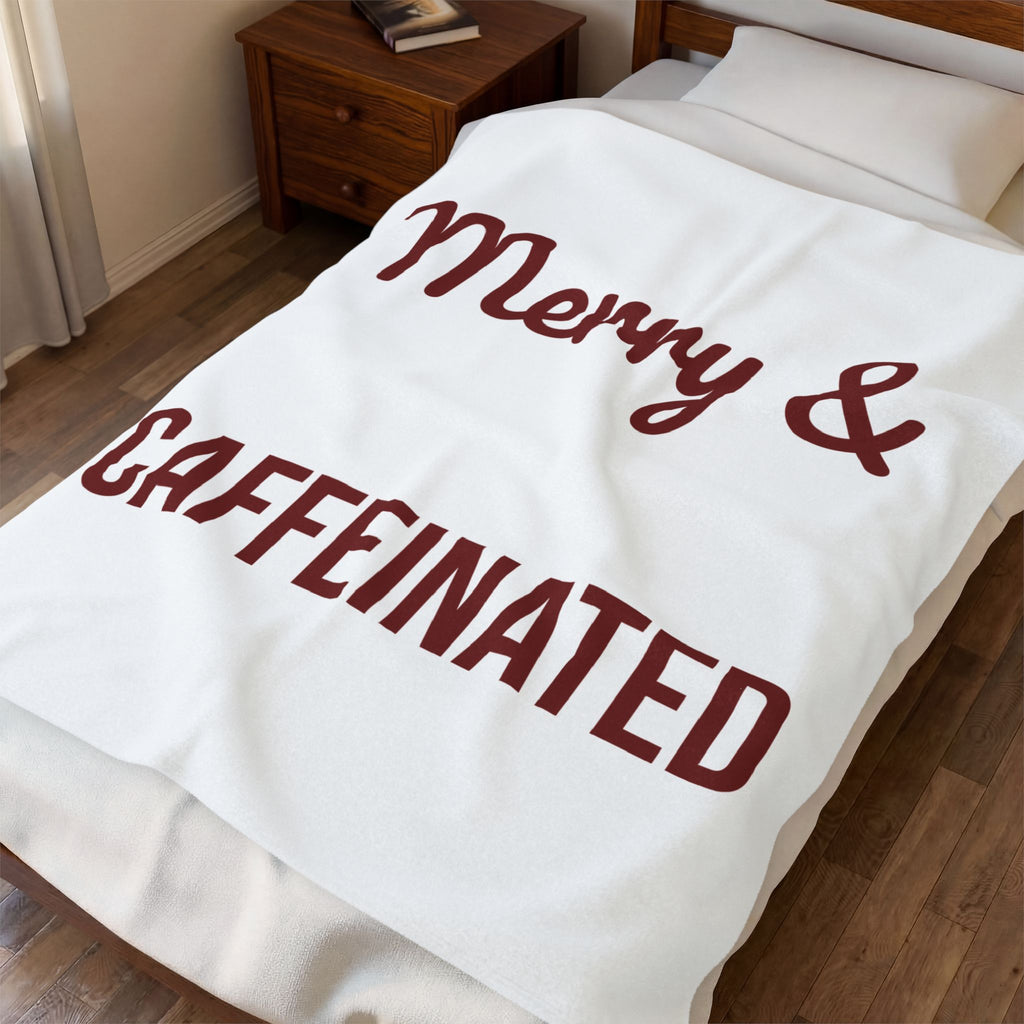 Christmas Throw Blanket Merry And Caffeinated For Coffee Lovers