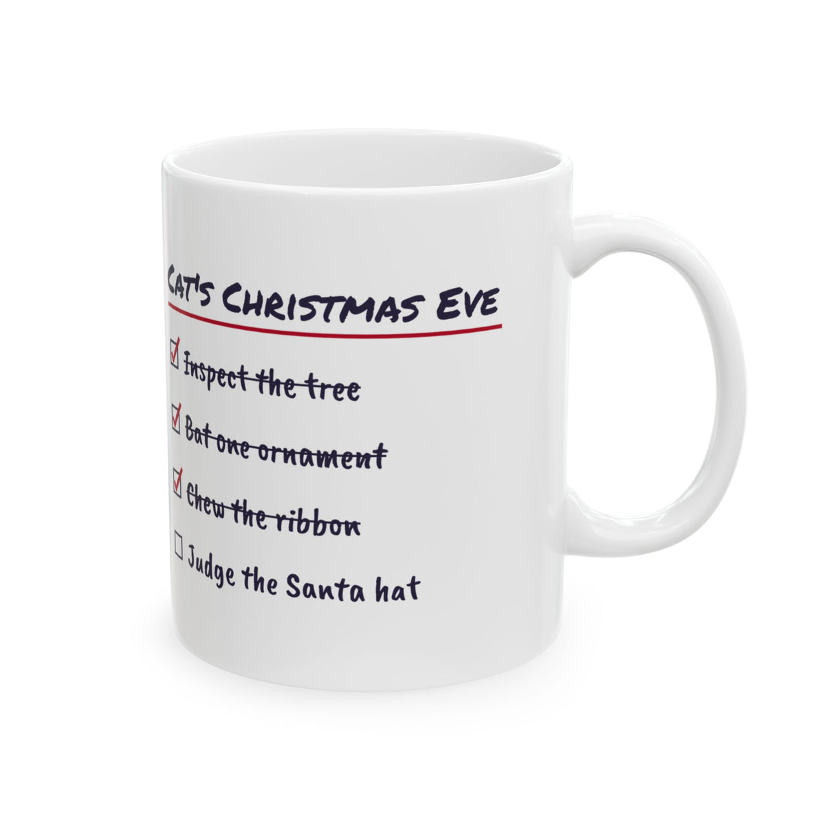 Funny Christmas Cat Coffee Mug Cat's Christmas Eve Checklist