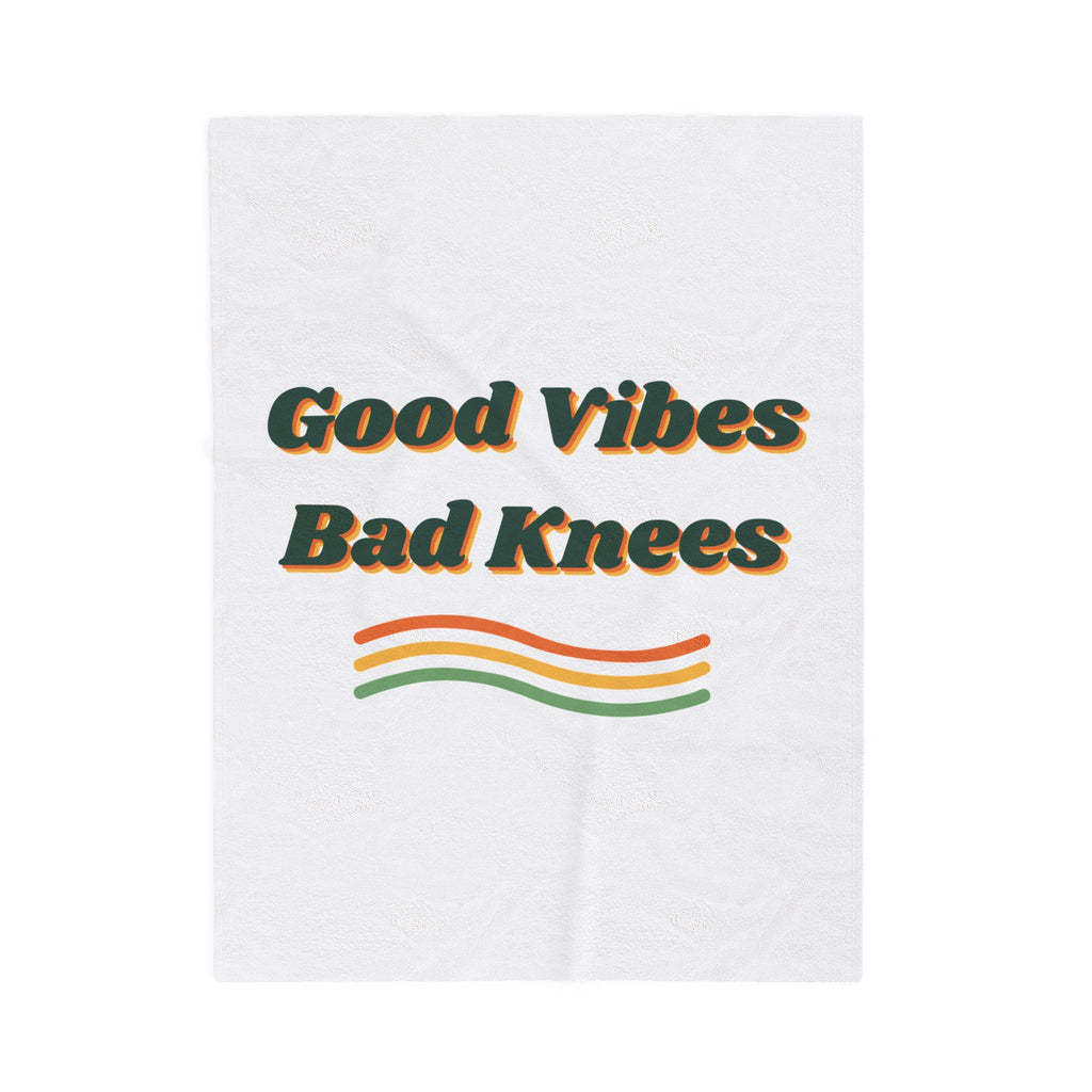 Funny Retro Throw Blanket Good Vibes Bad Knees