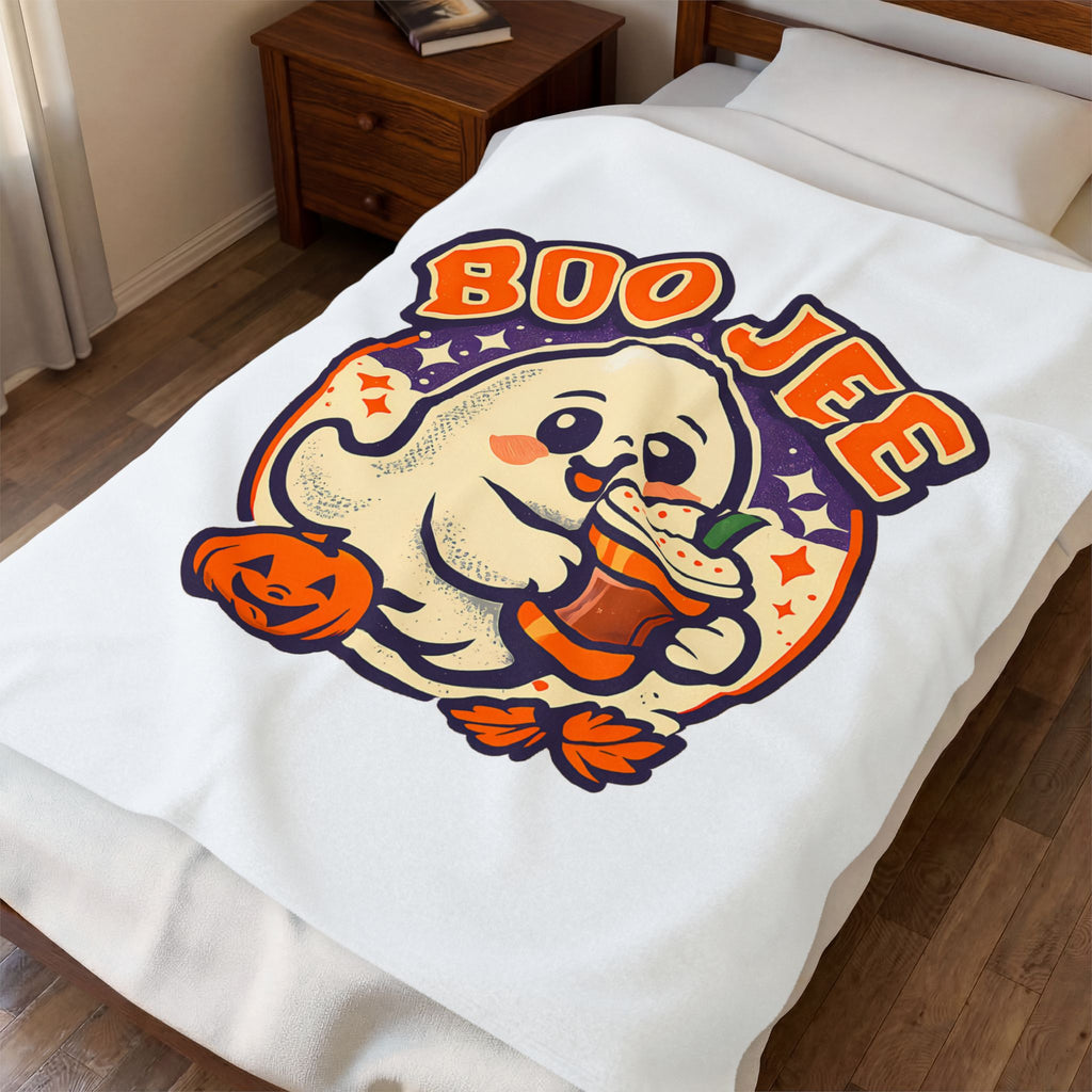Boo Jee Funny Ghost Pumpkin Spice Throw Blanket