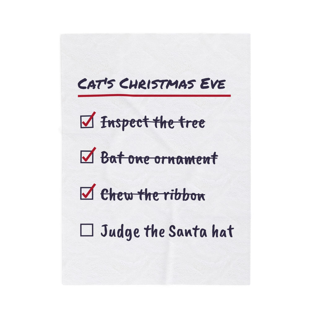 Funny Christmas Cat Throw Blanket Cat's Christmas Eve Checklist