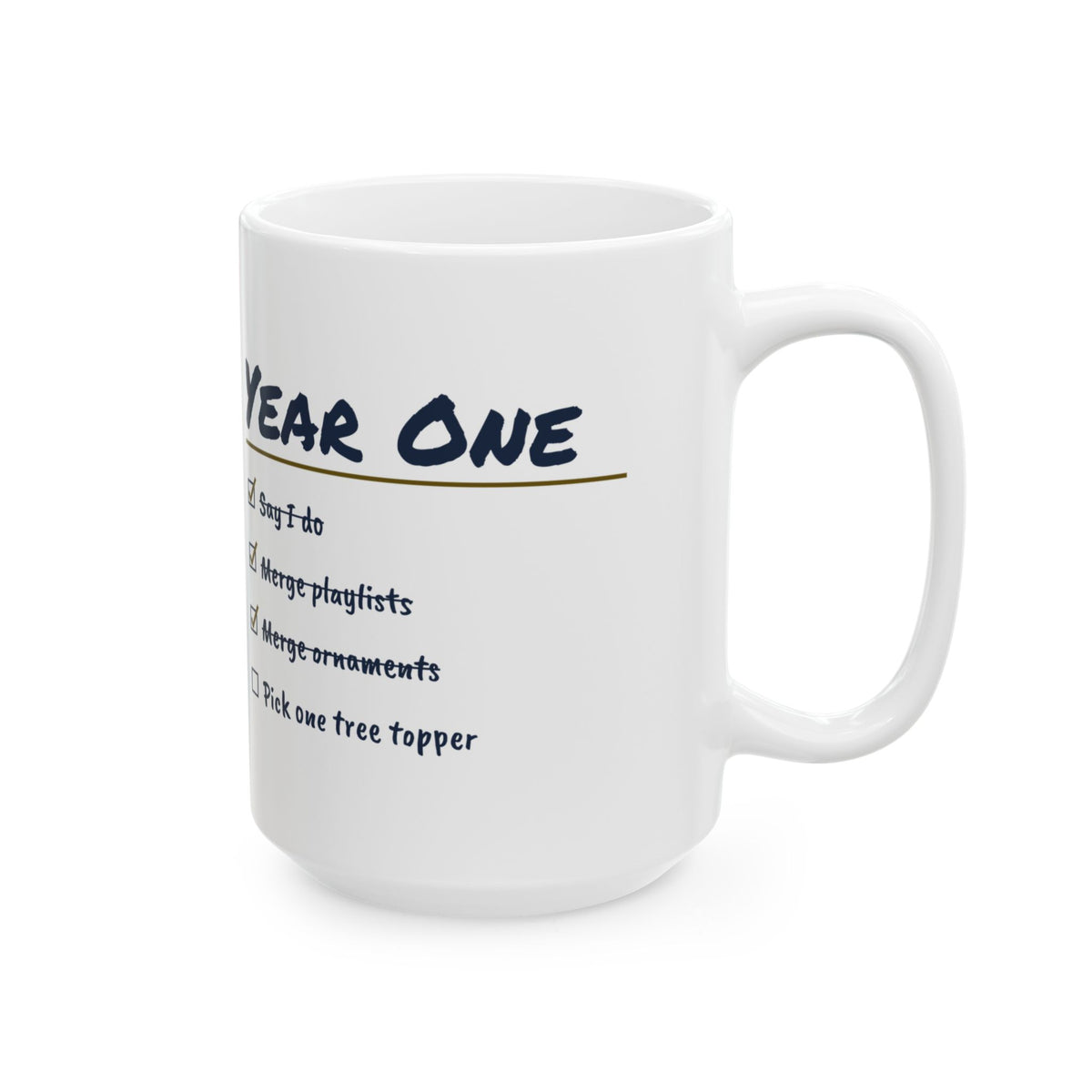 Funny Newlywed Christmas Coffee Mug Pick One Tree Topper Checklist