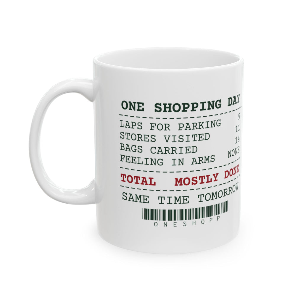 Funny Christmas Shopping Coffee Mug Bags Carried Receipt For Shoppers