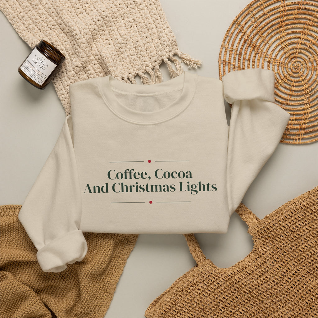 Christmas Sweatshirt Coffee Cocoa And Christmas Lights Cozy Mug