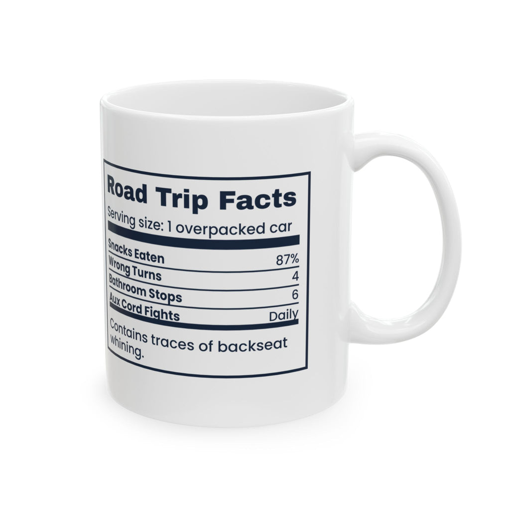 Road Trip Coffee Mug Nutrition Facts Funny Travel