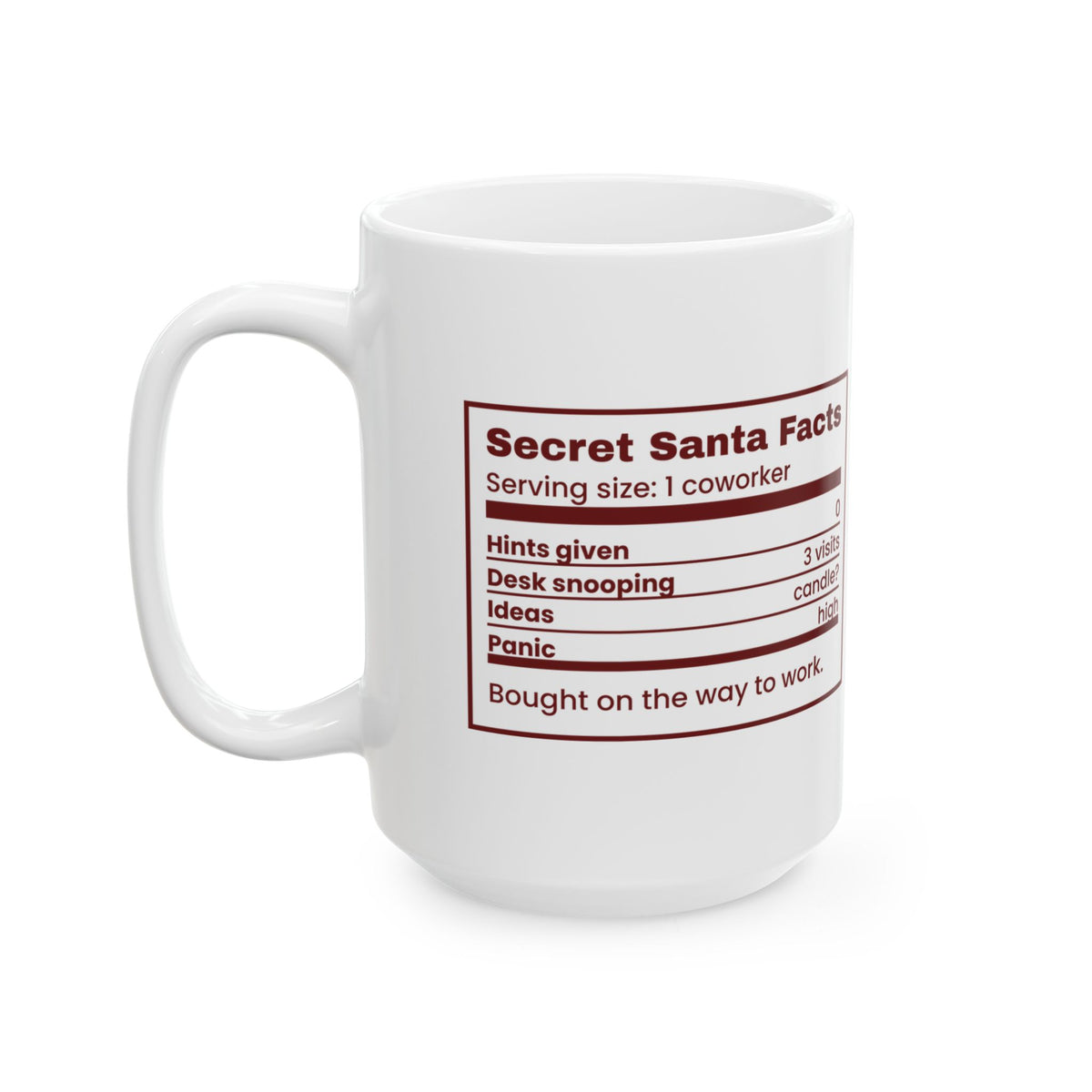 Funny Christmas Coworker Coffee Mug Secret Santa Facts Label