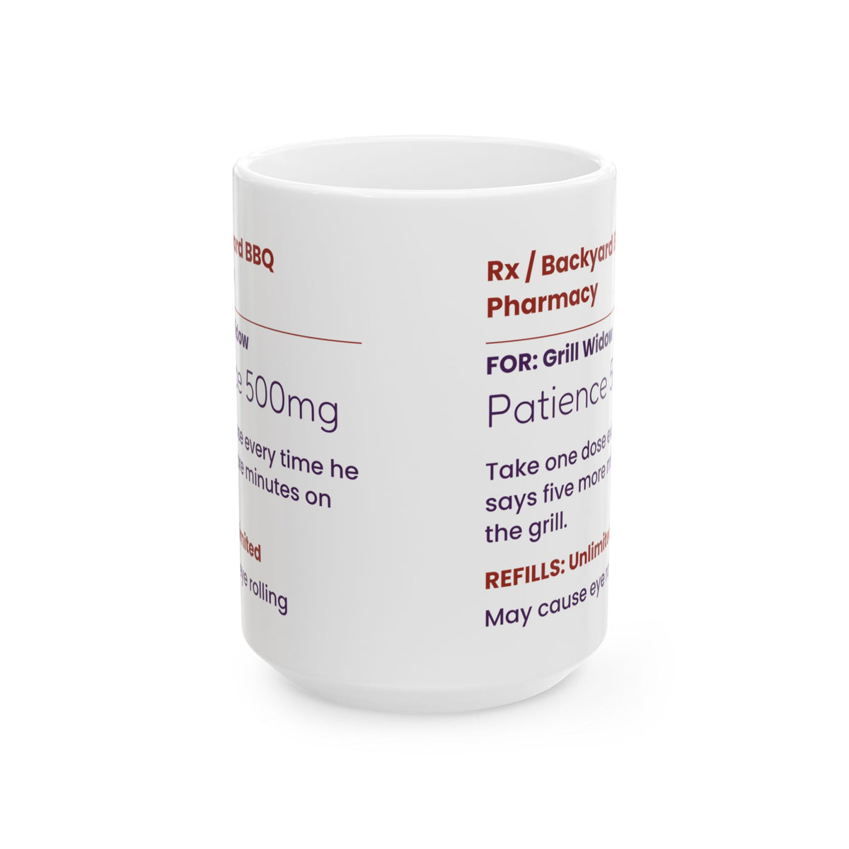 Funny Grill Widow Coffee Mug Prescription Label For BBQ Spouse