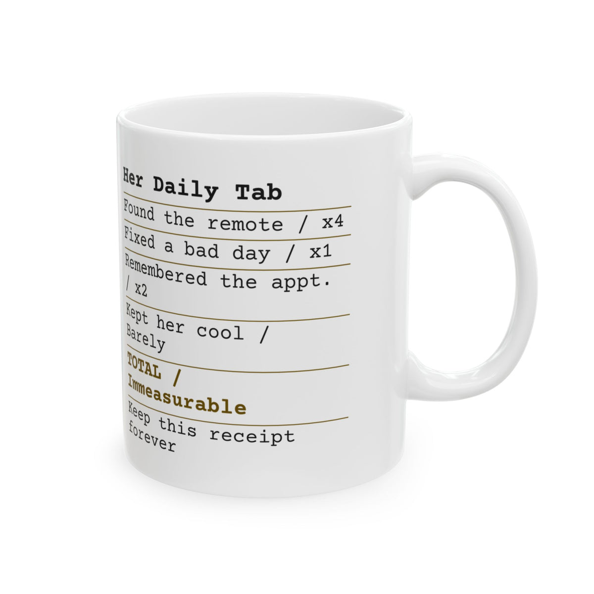 Funny Wife Coffee Mug Her Daily Tab Receipt For Wife