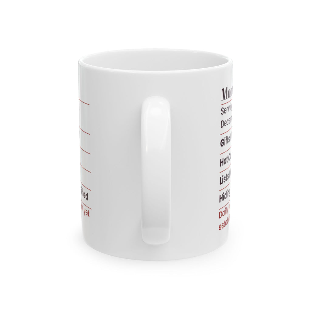 Funny Mom Christmas Coffee Mug Mom Facts Nutrition Label