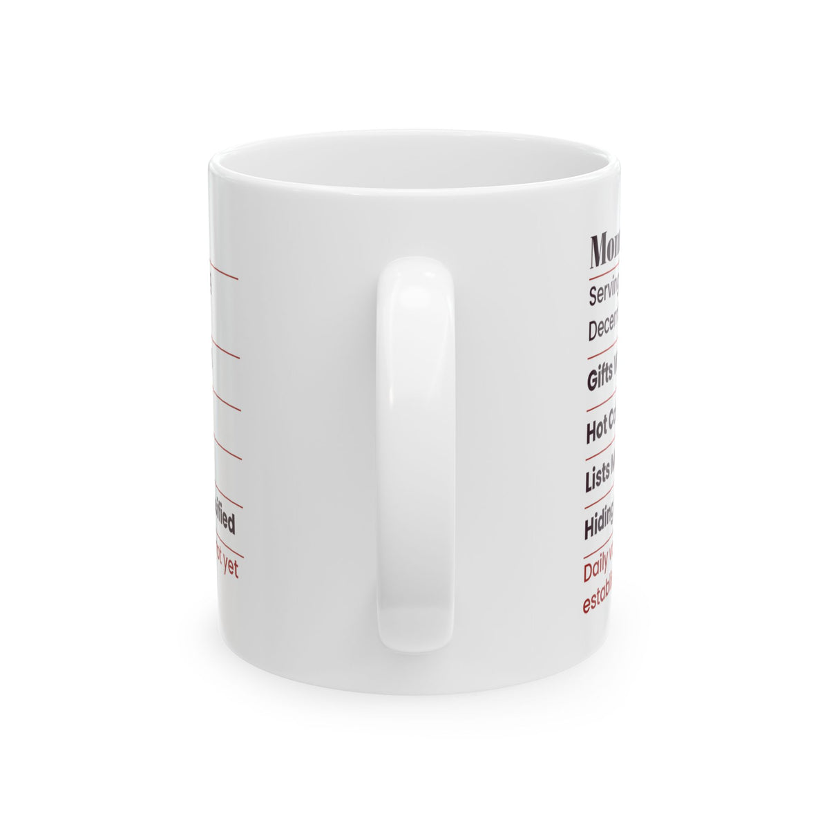 Funny Mom Christmas Coffee Mug Mom Facts Nutrition Label