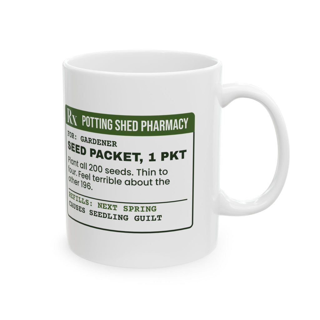 Funny Gardening Coffee Mug Seed Packet Prescription Label For Gardeners