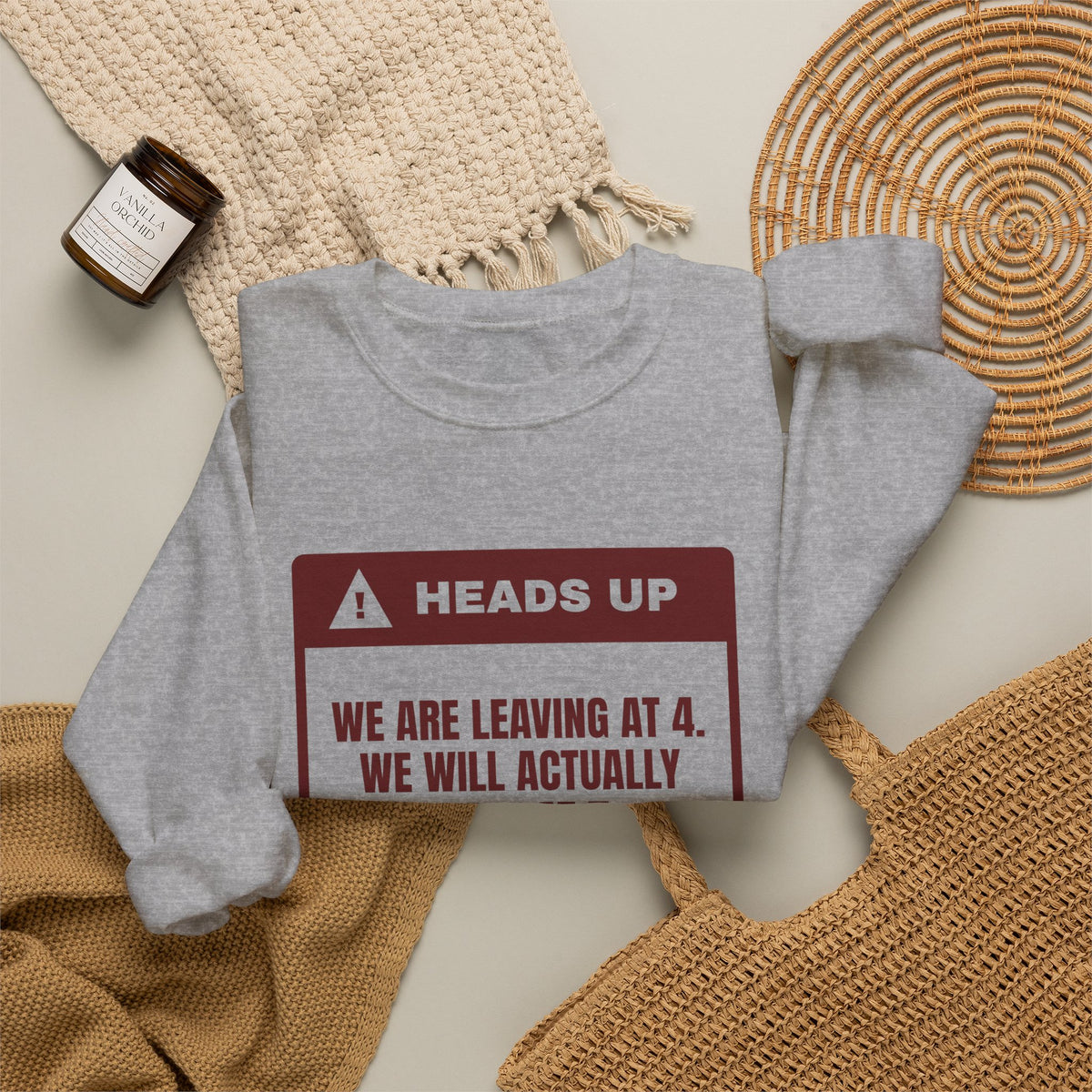 Funny Christmas In-Laws Sweatshirt Leaving At 4 Actually Leaving At 7