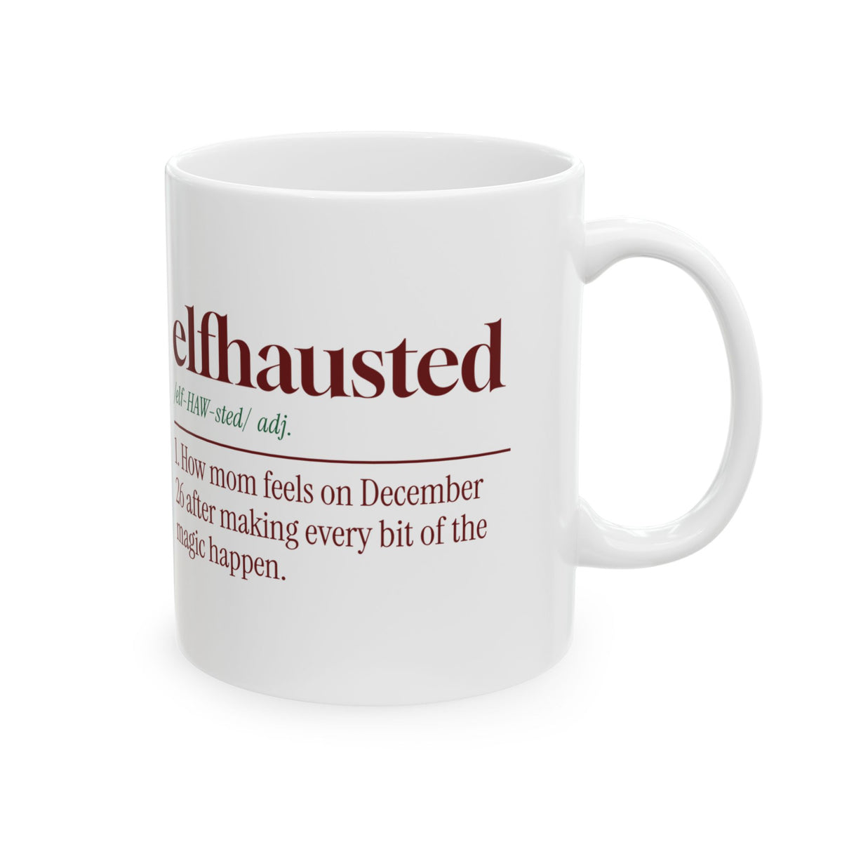 Funny Christmas Mom Coffee Mug Elfhausted Dictionary Definition