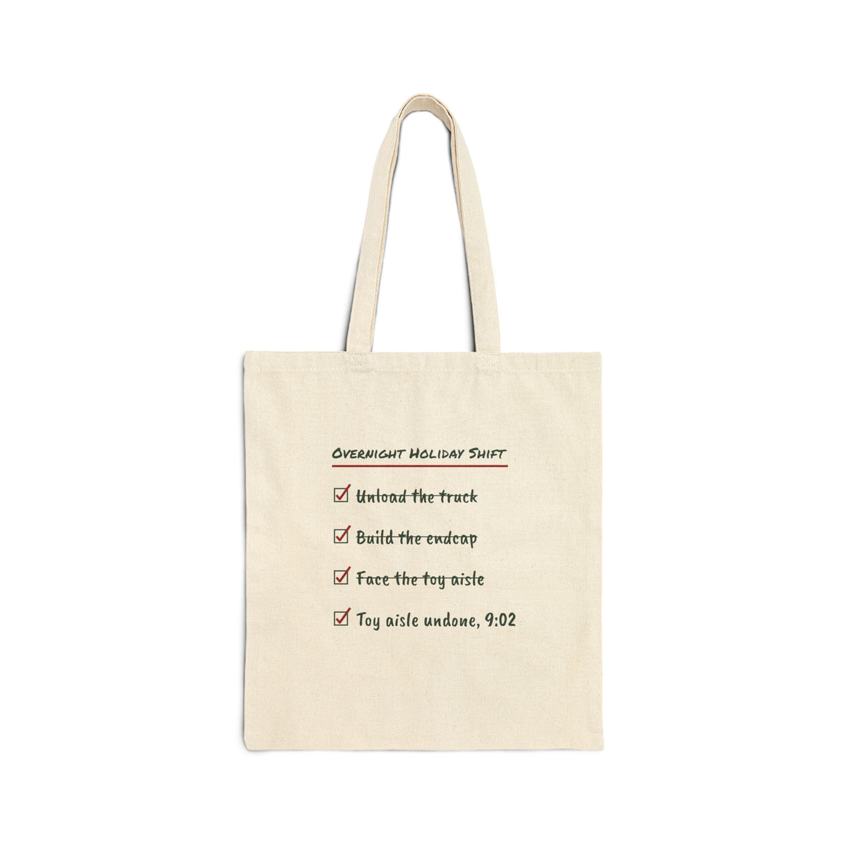 Funny Retail Christmas Tote Bag Overnight Holiday Shift Checklist