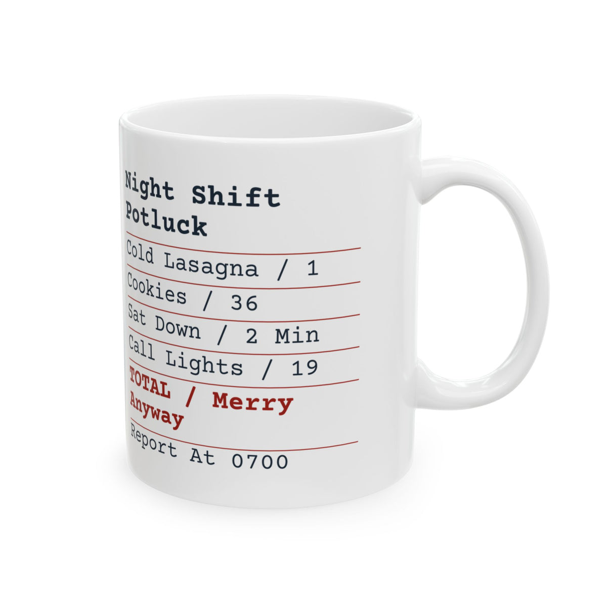 Funny Christmas Nurse Coffee Mug Night Shift Potluck Receipt