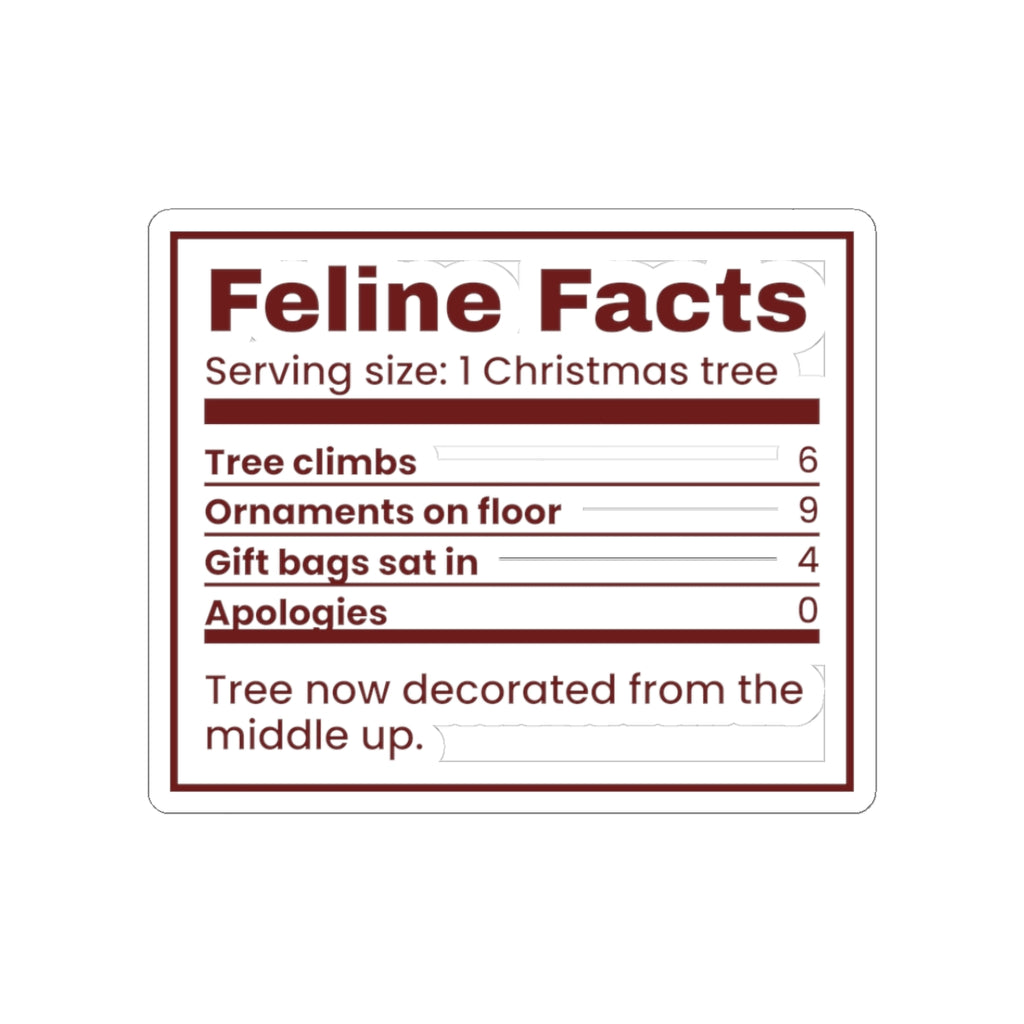 Funny Christmas Cat Sticker Feline Facts Nutrition Label