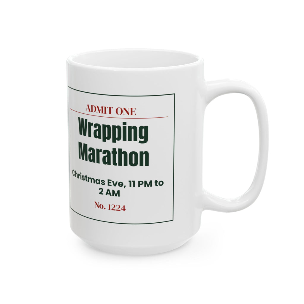 Funny Christmas Coffee Mug Wrapping Marathon Ticket For Mom And Dad