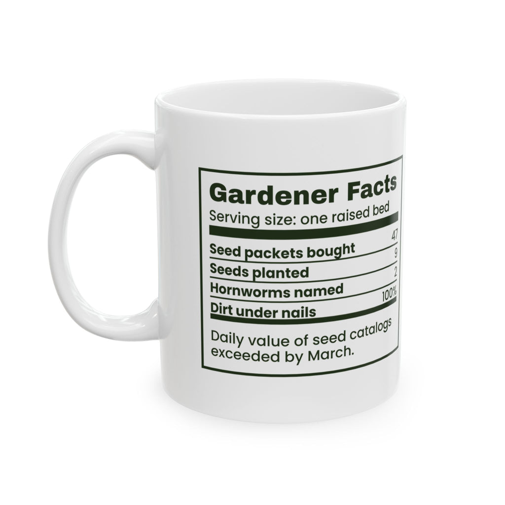 Funny Gardener Coffee Mug Seed Packets Nutrition Facts For Gardeners