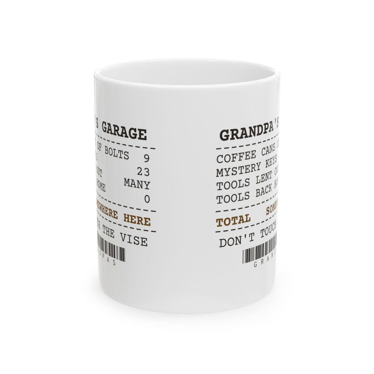 Funny Papa Mug Grandpa's Garage Receipt Mystery Keys 23 For Grandpas