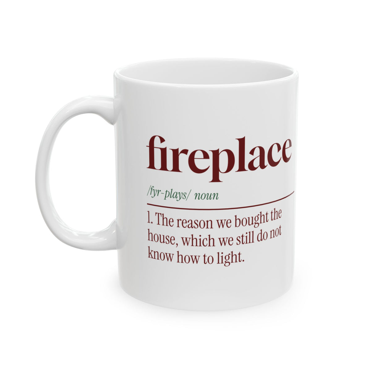 Funny New Home Christmas Coffee Mug Fireplace Dictionary Definition