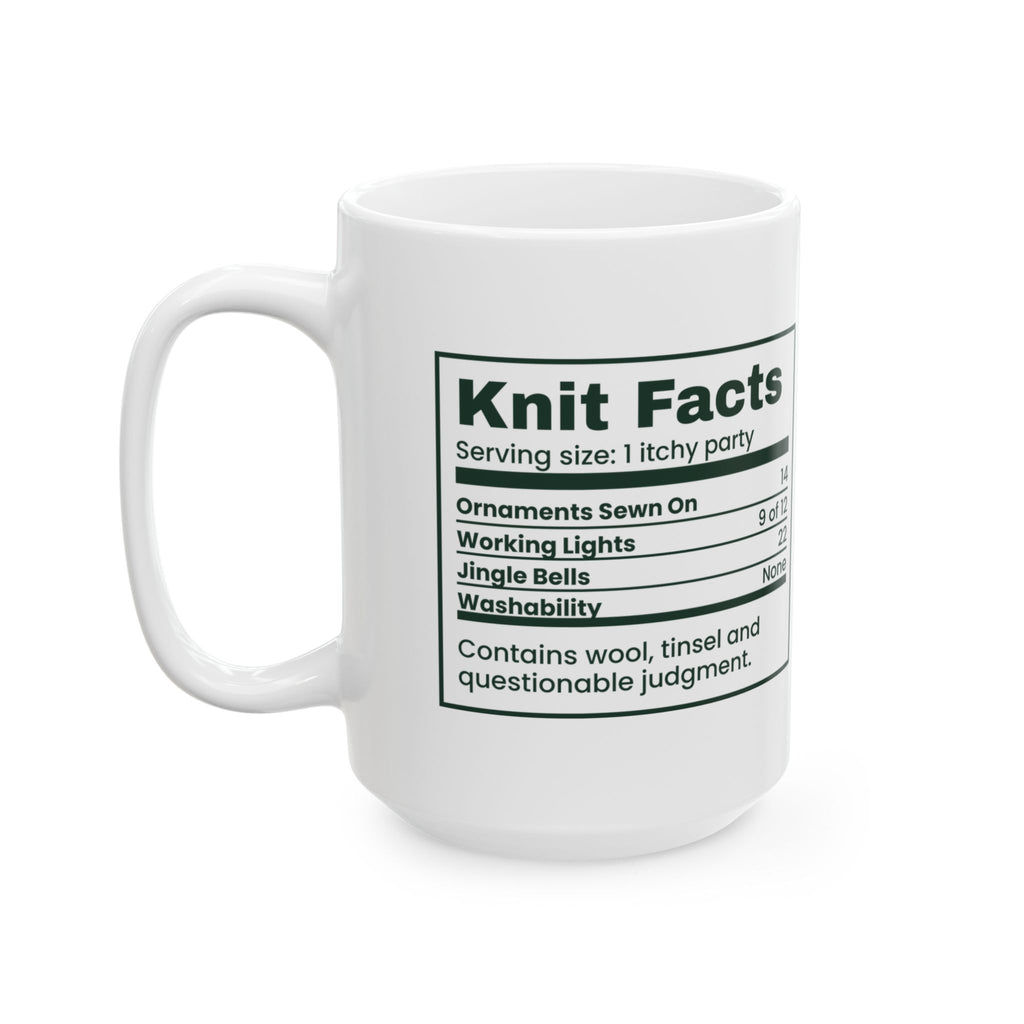 Funny Christmas Coffee Mug Knit Facts Ugly Sweater Nutrition Label