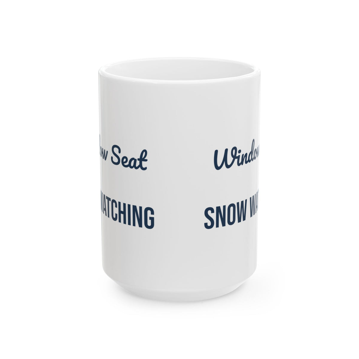 Cozy Winter Coffee Mug Window Seat Snow Watching