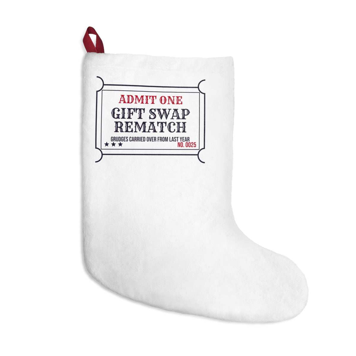 Funny White Elephant Christmas Stocking Gift Swap Rematch Ticket