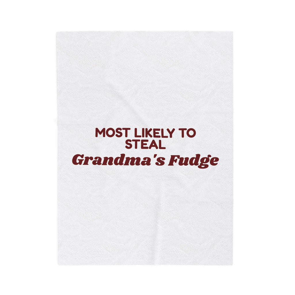 Funny Family Christmas Throw Blanket Most Likely To Steal Grandma's Fudge