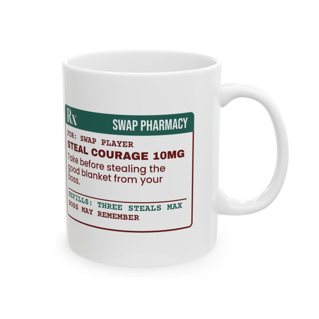 Funny White Elephant Coffee Mug Steal Courage Prescription Office Swap