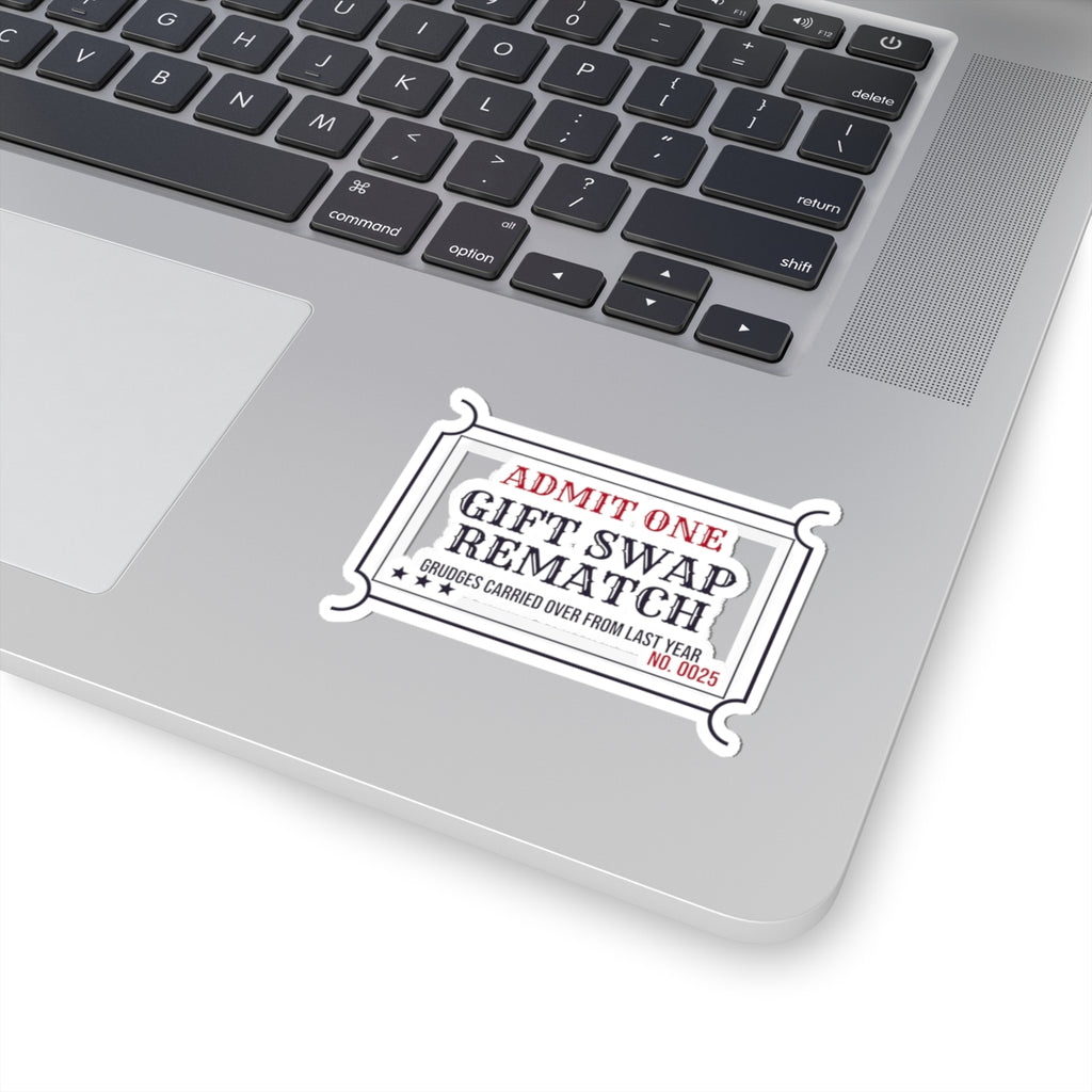 Funny White Elephant Sticker Gift Swap Rematch Ticket