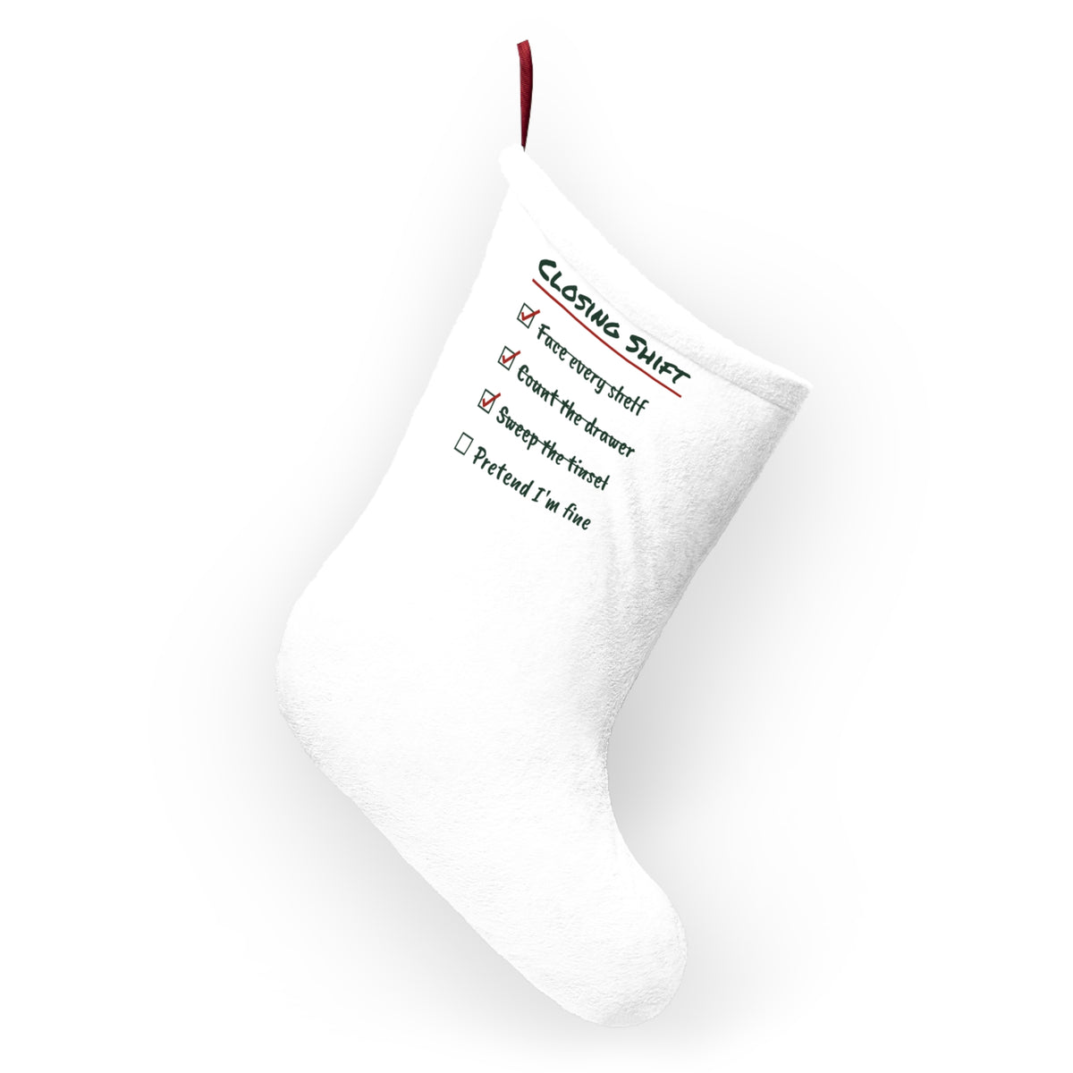 Funny Retail Christmas Stocking Closing Shift Checklist For