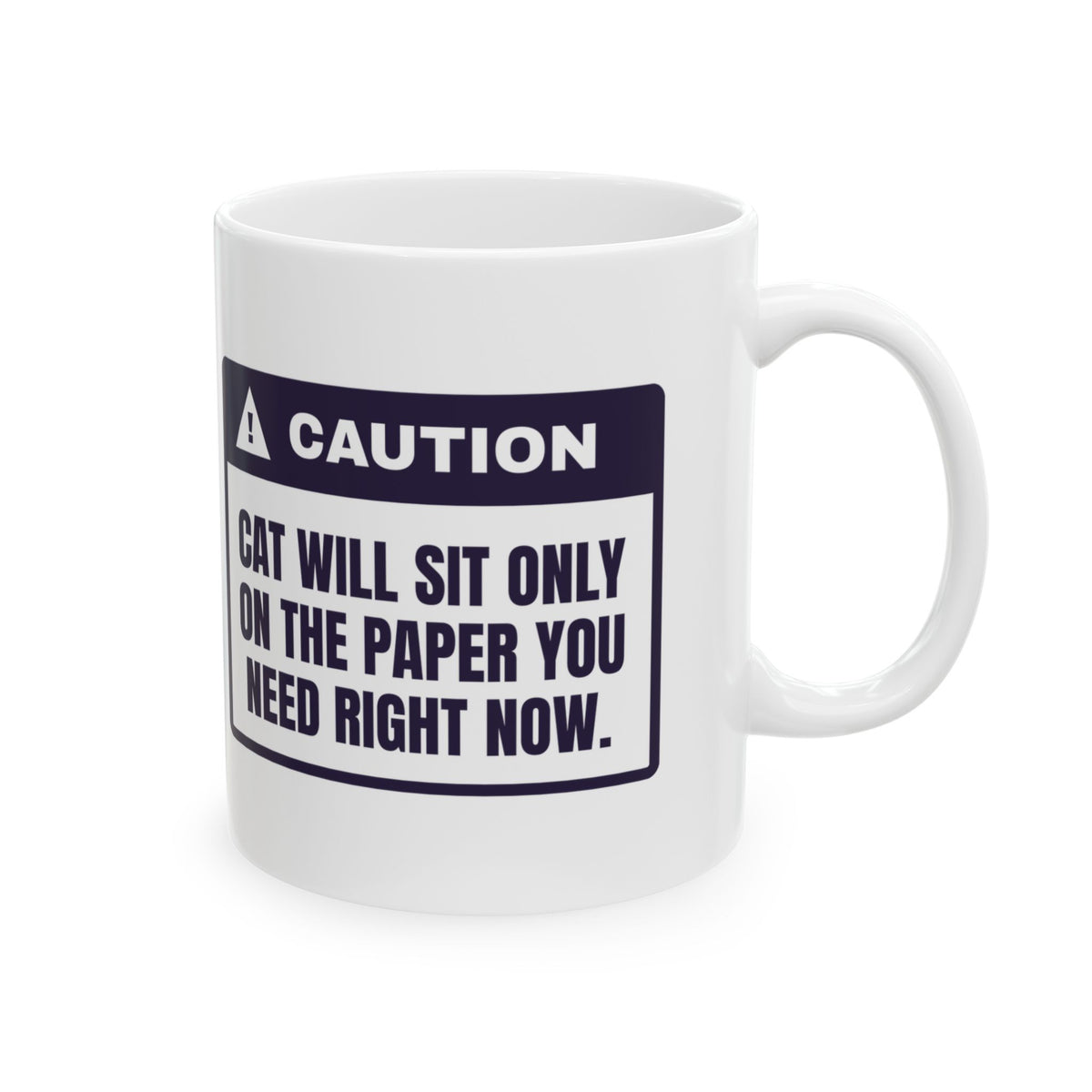 Funny Cat Mom Coffee Mug Sits On The One Paper You Need Warning