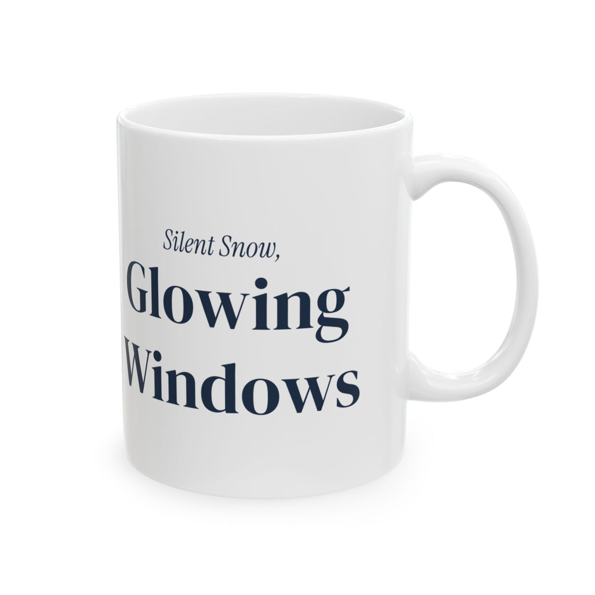 Cozy Winter Coffee Mug Silent Snow Glowing Windows