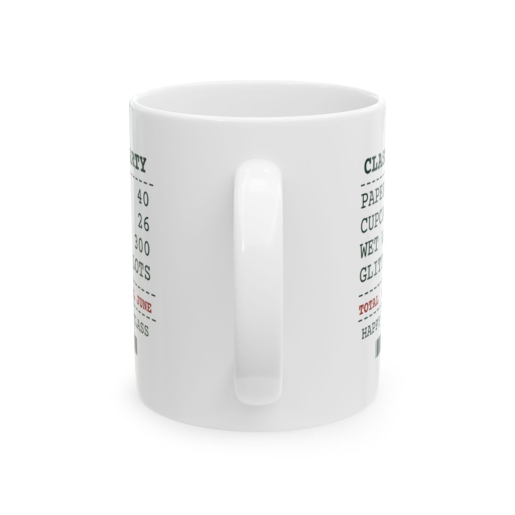 Funny Christmas Teacher Coffee Mug Classroom Party Receipt Glitter