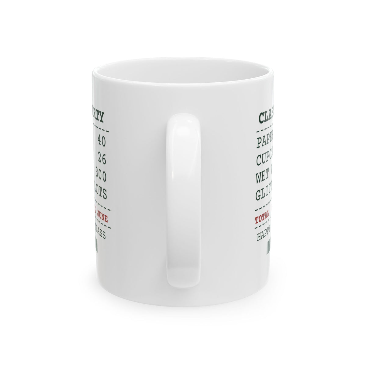 Funny Christmas Teacher Coffee Mug Classroom Party Receipt Glitter