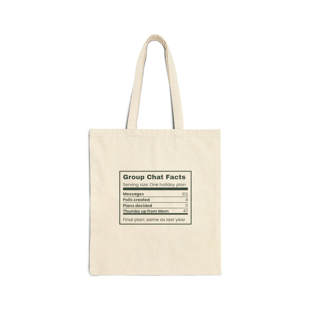 Funny Christmas Family Tote Bag Group Chat Facts Nutrition Label