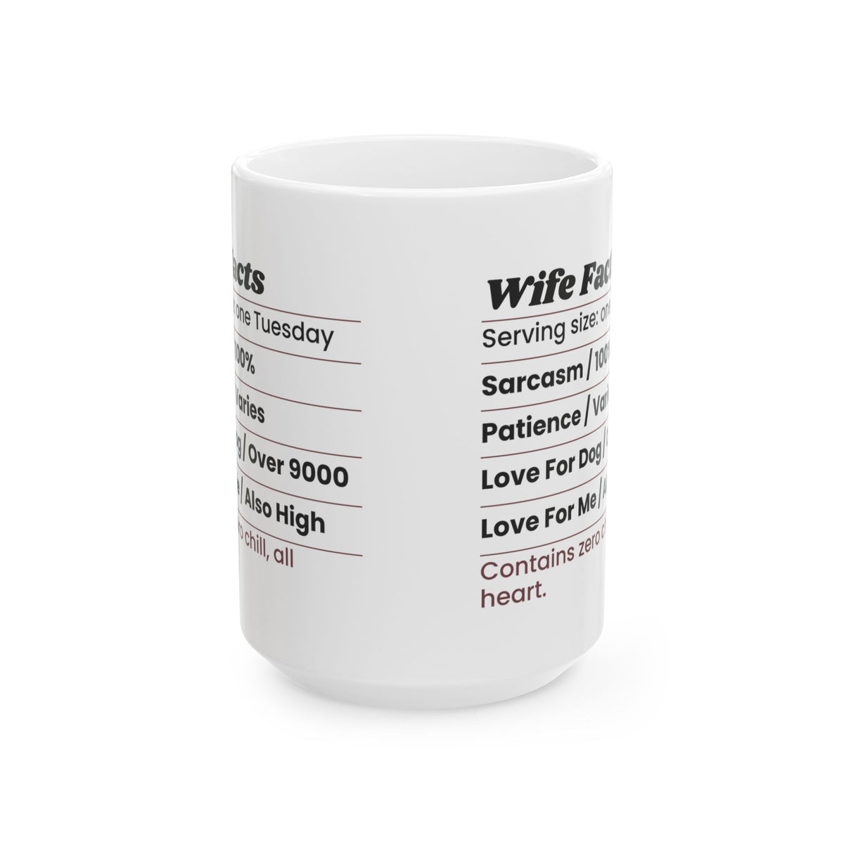 Funny Wife Coffee Mug Nutrition Facts Label For Wife