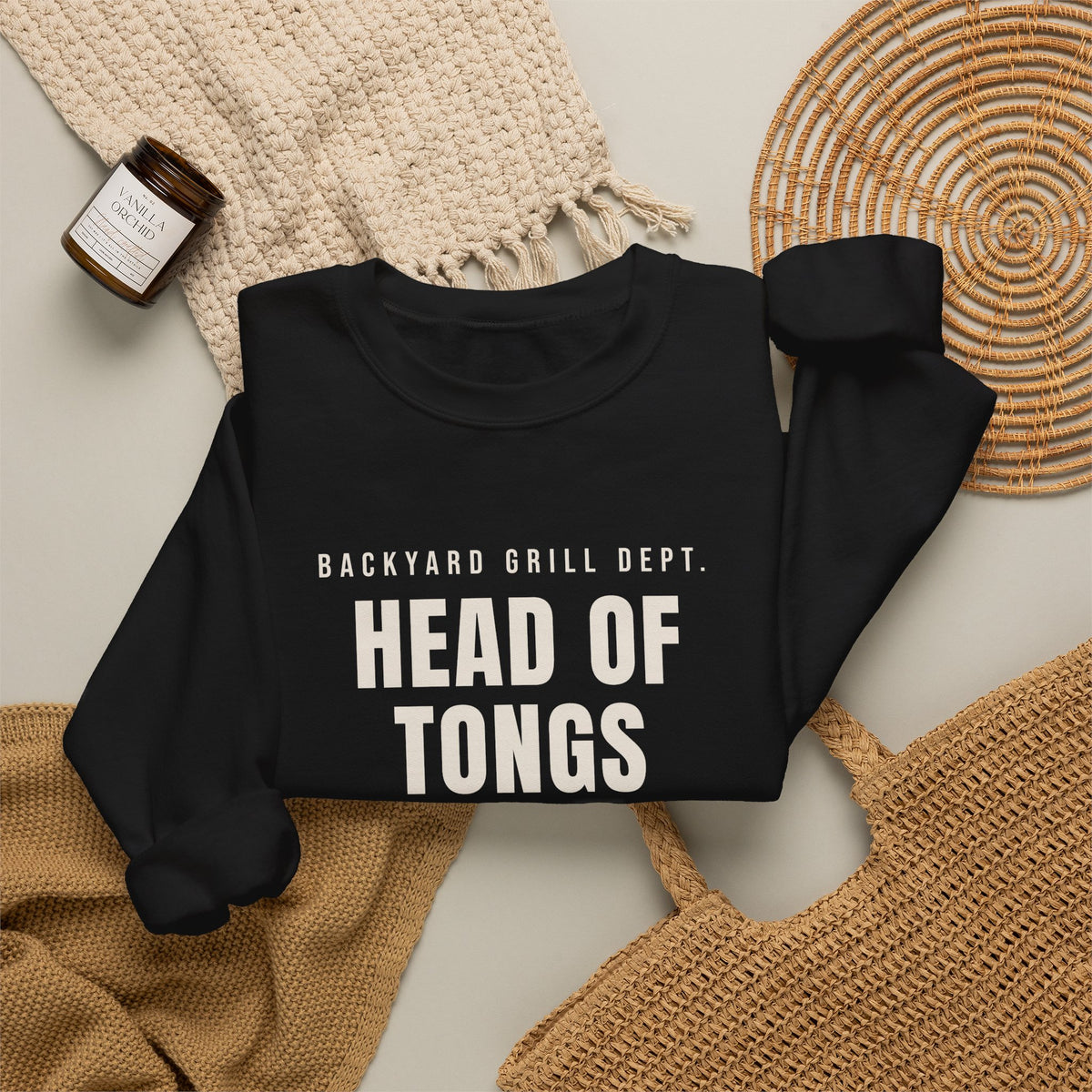 Funny Grill Dad Sweatshirt Head Of Tongs Backyard BBQ