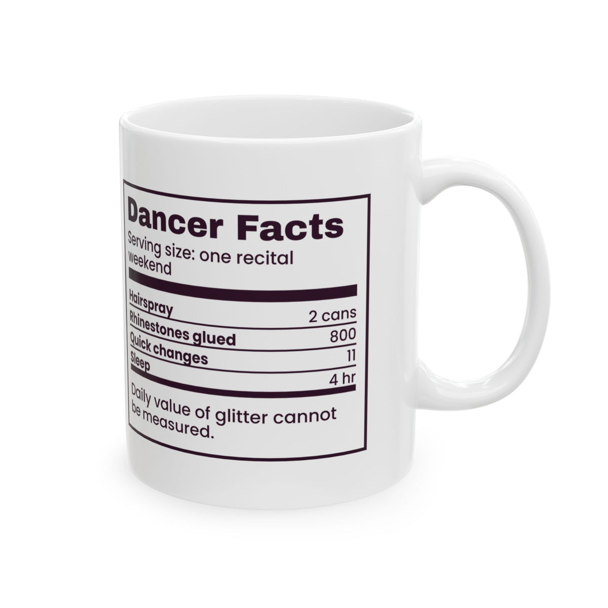 Funny Dance Coffee Mug Recital Weekend Nutrition Facts For Dancers