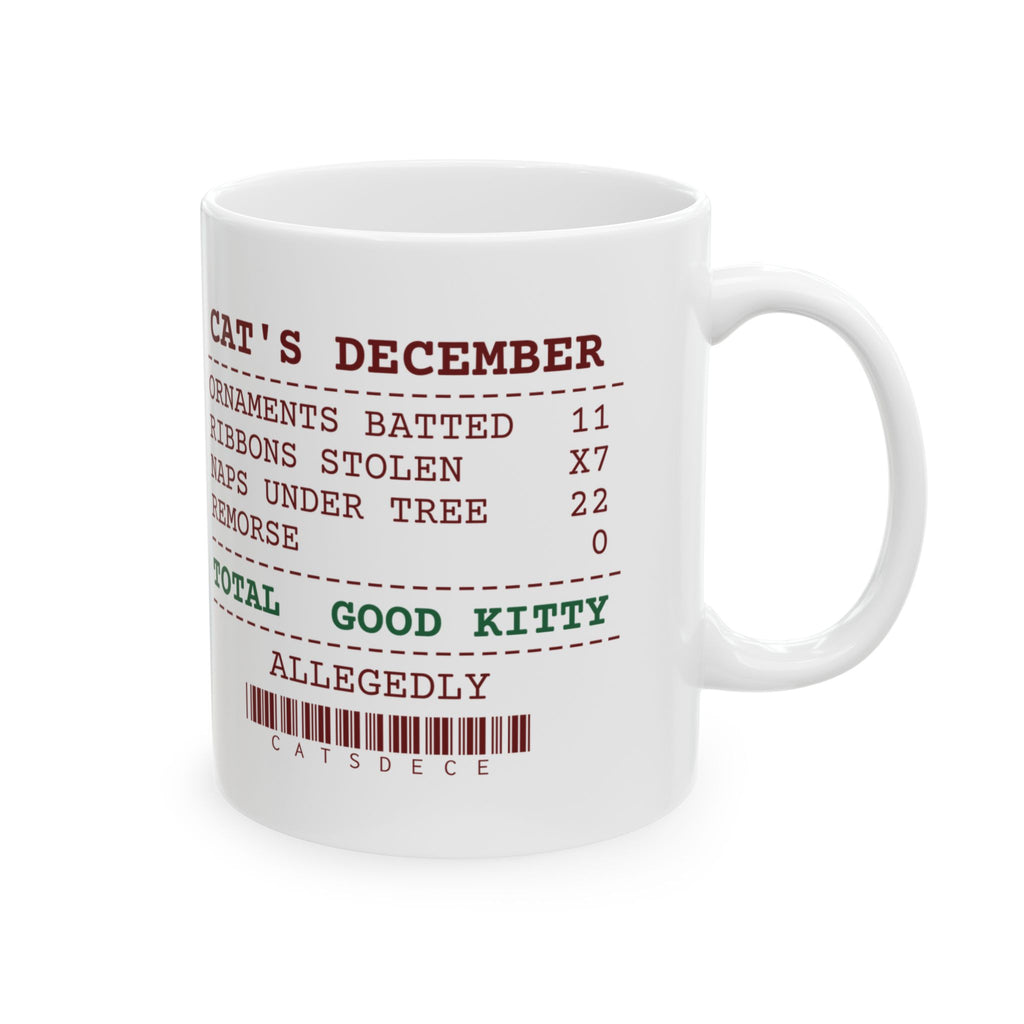 Funny Christmas Cat Coffee Mug Ornaments Batted 11 Remorse 0 Receipt