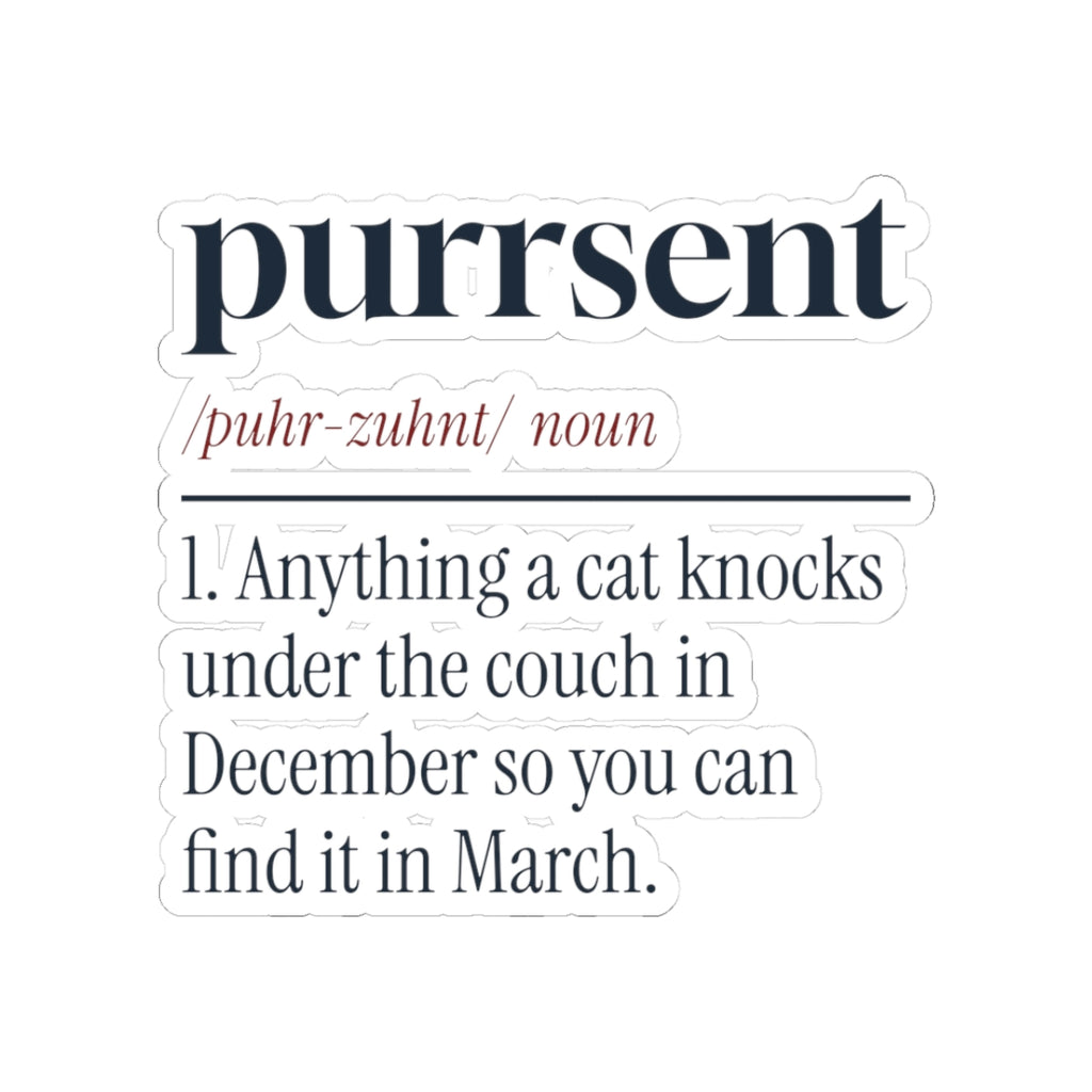 Funny Cat Christmas Sticker Purrsent Definition For Cat Owners