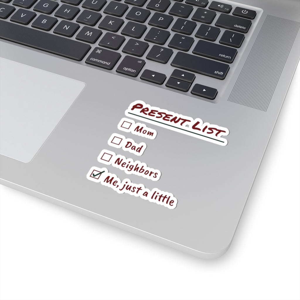 Funny Christmas Shopping Sticker Present List Me Just A Little
