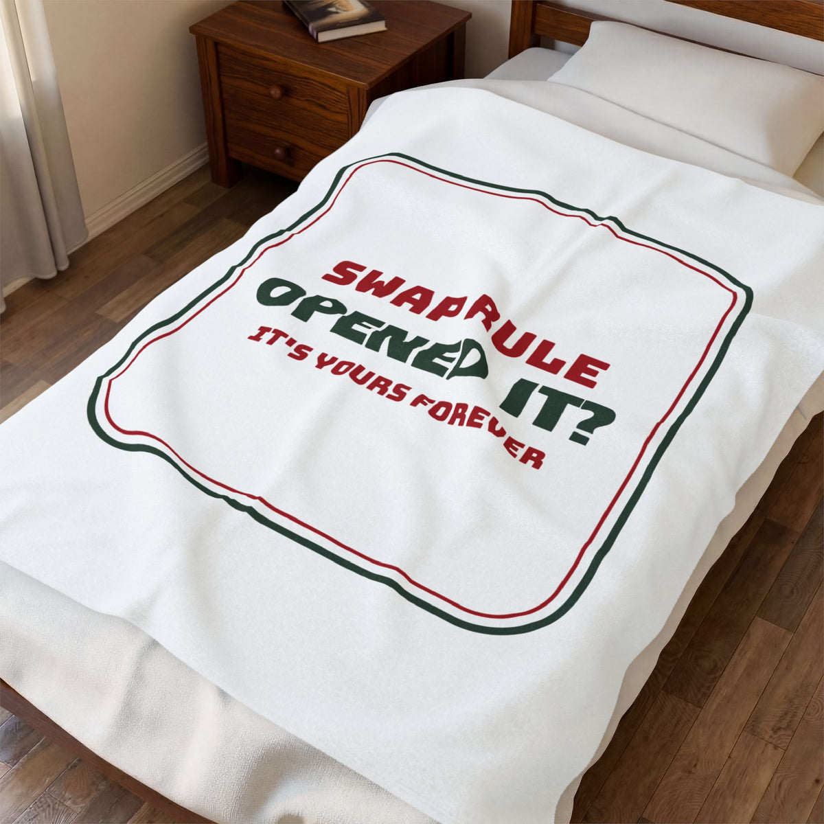 Funny White Elephant Throw Blanket Opened It It's Yours Forever Sign