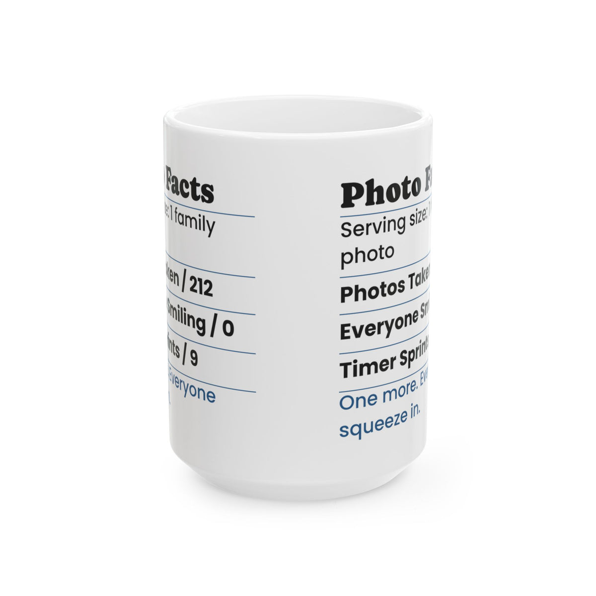 Funny Family Christmas Coffee Mug Photo Facts Family Photographer Label