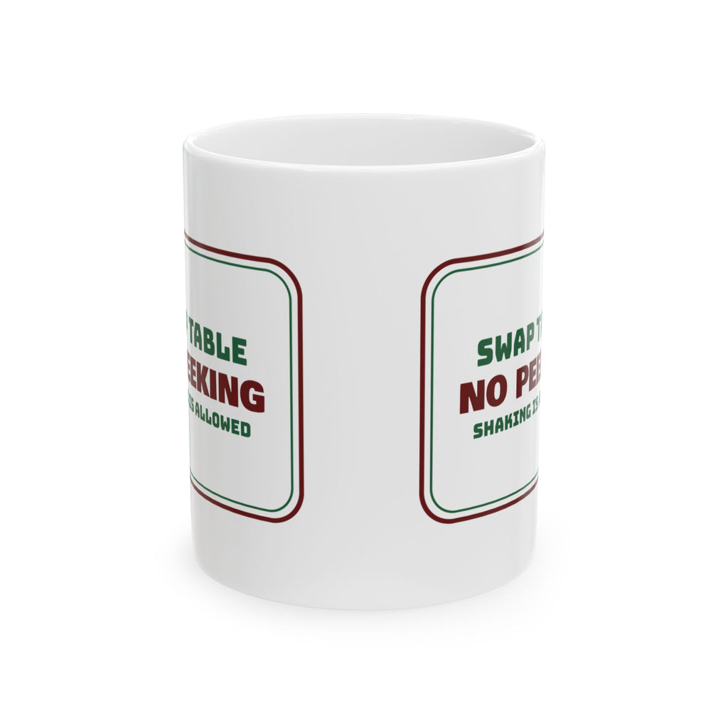 Funny White Elephant Coffee Mug No Peeking Shaking Is Allowed