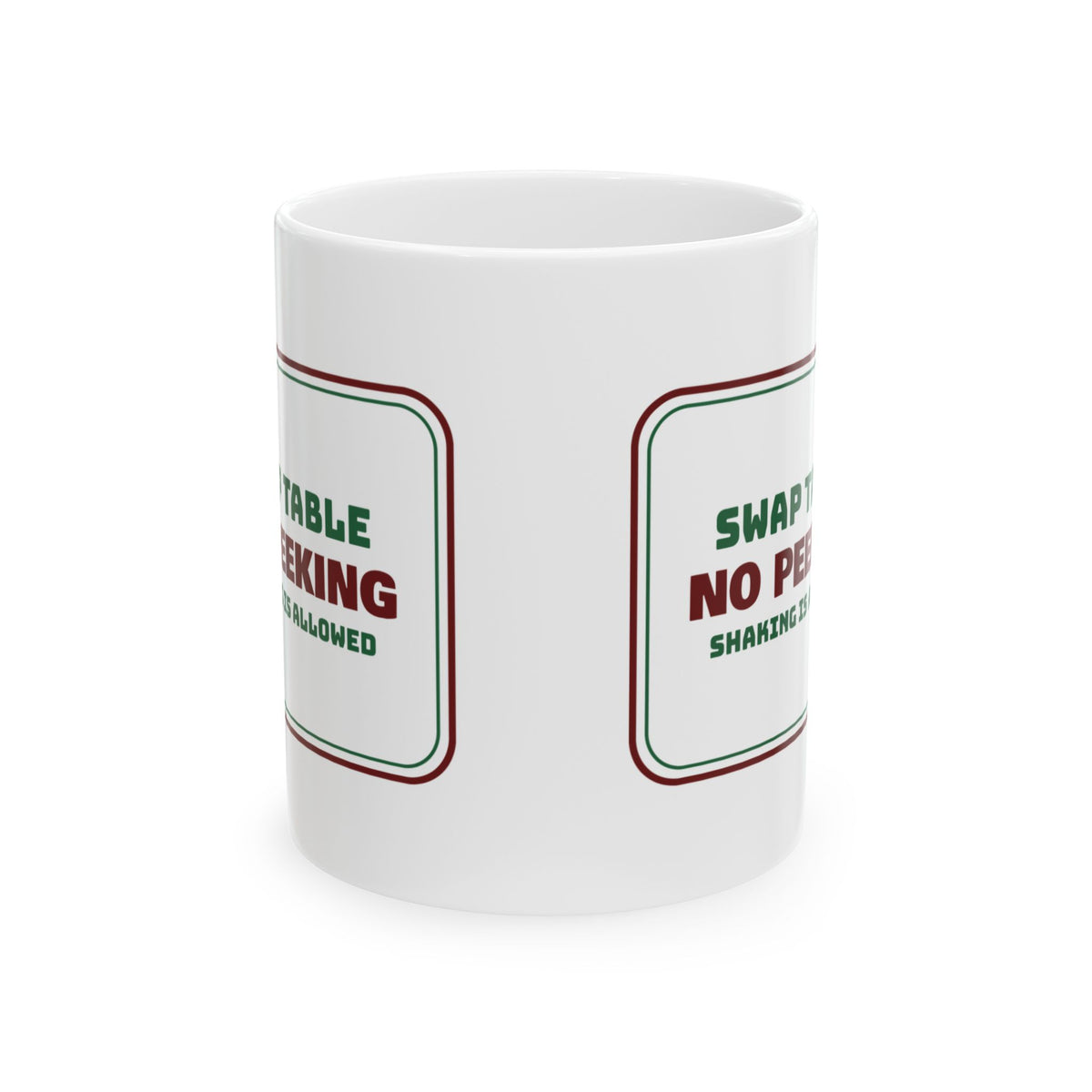 Funny White Elephant Coffee Mug No Peeking Shaking Is Allowed
