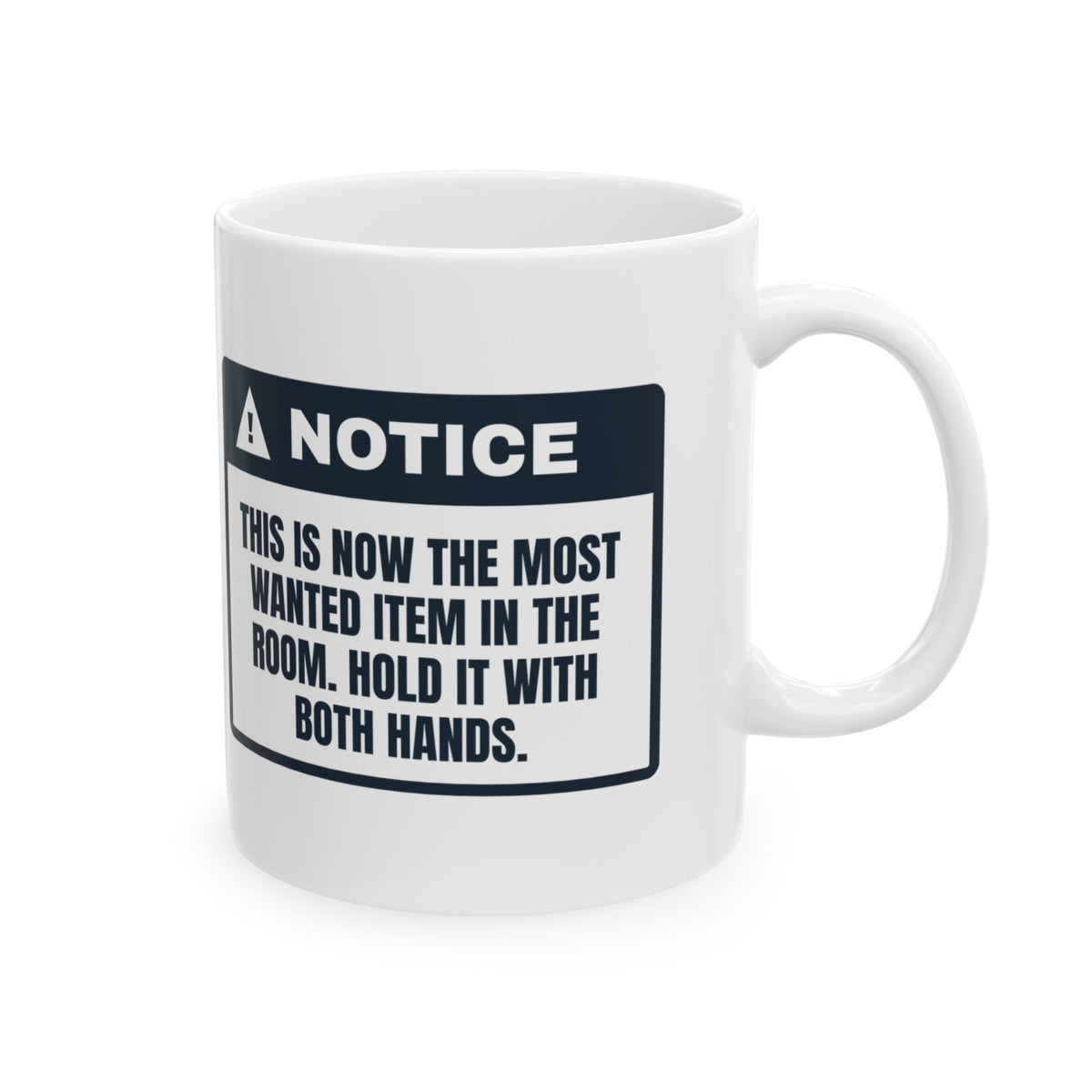 Funny White Elephant Coffee Mug Hold With Both Hands Notice