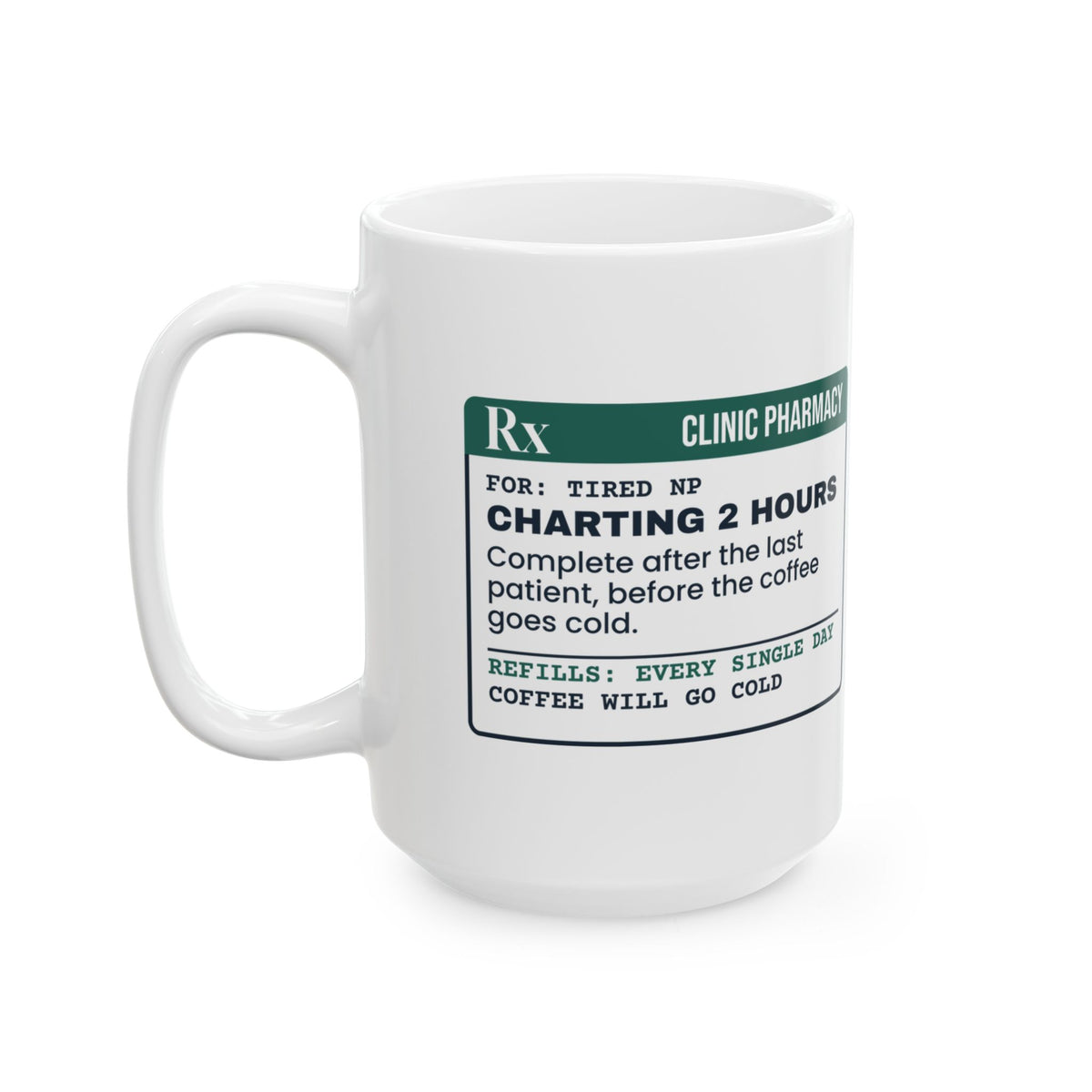 Funny Nurse Practitioner Coffee Mug Charting 2 Hours Prescription