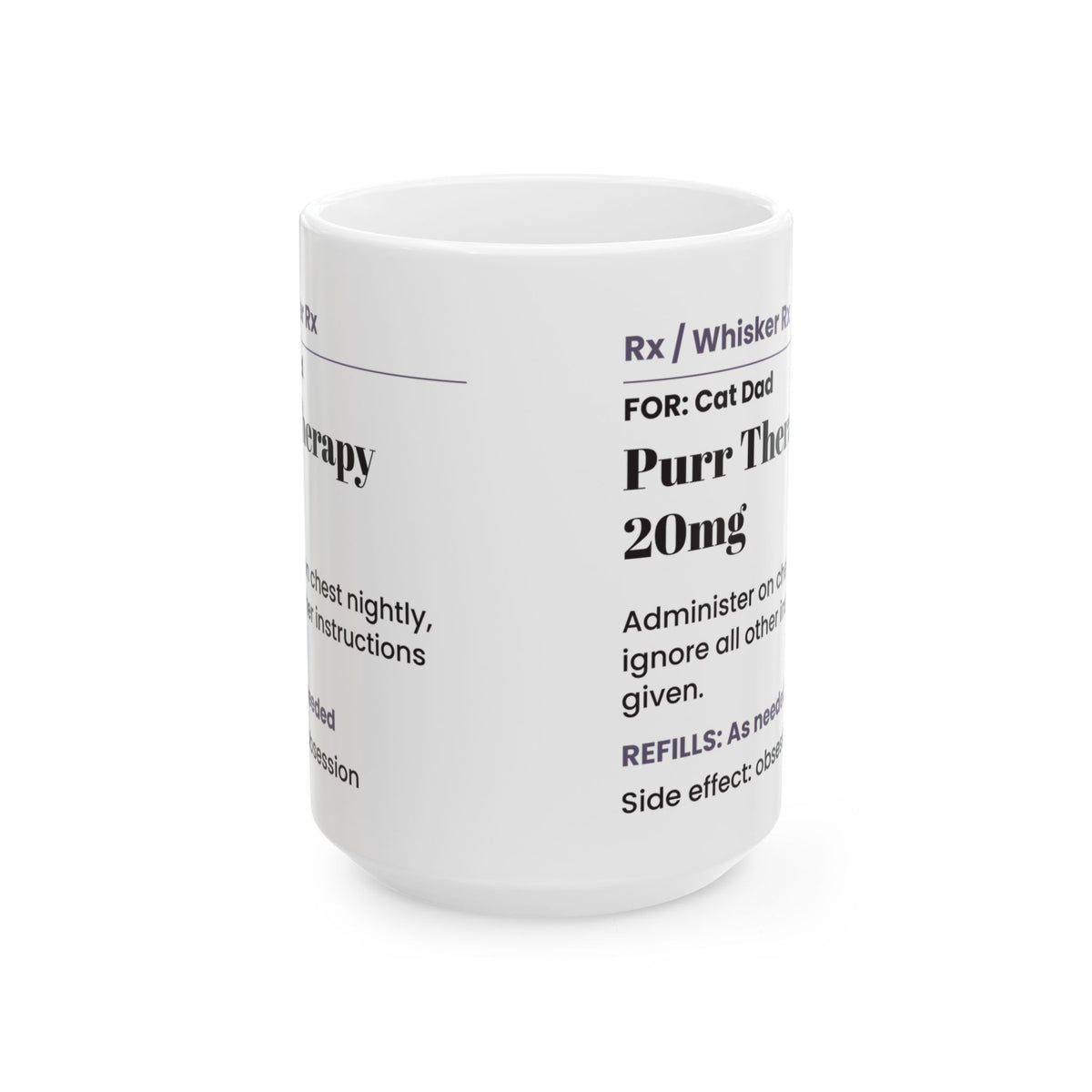 Funny Cat Dad Coffee Mug Purr Therapy Prescription For Cat Lovers