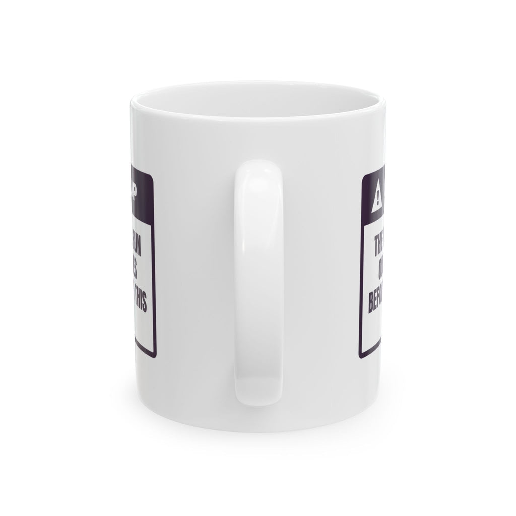 Funny Sewing Coffee Mug Bobbin Ran Out Warning Label For Sewists